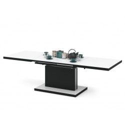 PRESTIGE ASTON bílý černý, rozkládací, zvedací konferenční stůl, stolek, černobílý