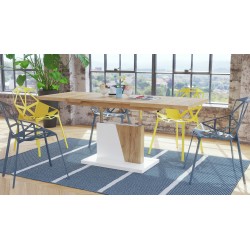 GRAND NOIR dub craft zlatý / bílá, rozkládací, konferenční stůl, stolek