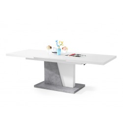 GRAND NOIR bílá / beton, rozkládací, zvedací konferenční stůl, stolek