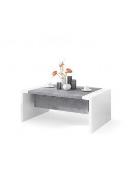 SPACE beton / bílá, rozkládací konferenční stolek, výškově nastavitelný