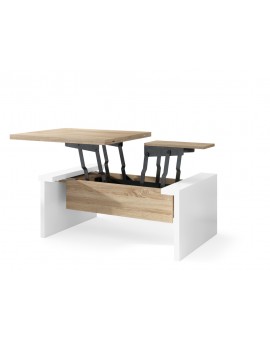 copy of SPACE beton / bílá, rozkládací konferenční stolek, výškově nastavitelný