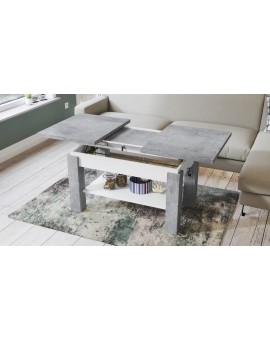 ASTORIA beton / bílá, rozkládací, zvedací konferenční stůl, stolek