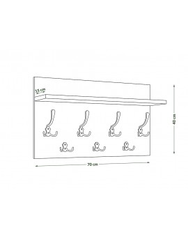FINLO Hrast Smeđi / ručke mat crne - MODERNA ZIDNA VJEŠALICA S POLICOM ZA PREDSOBLJE 70 cm
