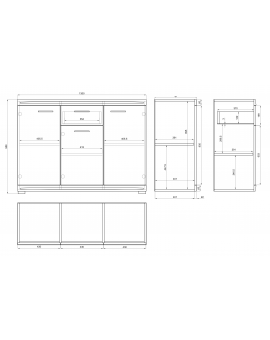 copy of Komoda SIMPLE KD3SZ1 zlatý dub / bílý lesk