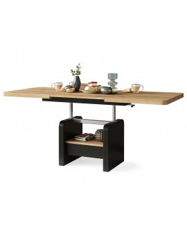 Konferenční stolek LEXUS, rozkládací, s funkcí zvedání desky, dub zlatý / černý mat