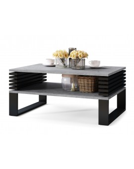 GOKEE beton milenium / černá matná - moderní konferenční stolek s poličkou