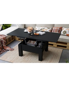 OSLO crni mat, stolić za kavu sklopliv s funkcijom podizanja ploče stola