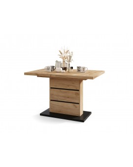 PIANO hrast craft zlatni/ crna mat - moderni sklopivi stol do 200 cm
