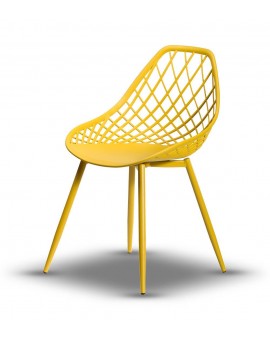 Stolica LUGO Žuta - moderna, s otvorima, za kuhinju / vrt / kafić