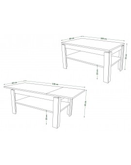 ASTI-R Dub Wotan/Matná biela - moderný konferenčný stolík s rozkladacou doskou