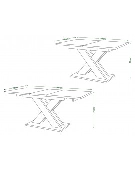 KARO Hrast Artisan/Crna mat boja - MODERNI SKLOPIVI STOL DO 180 CM!