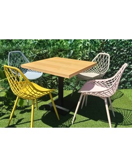 Stolica LUGO smeđa - moderna, s otvorima, za kuhinju / vrt / kafić