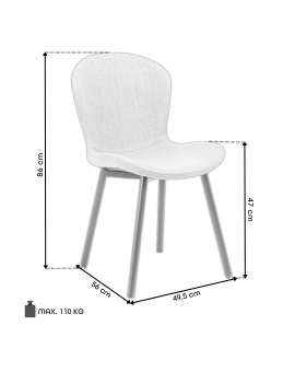 FIORA svjetlosiva Taupe smeđa boja (tkanina Basel 34) - MODERNA, TAPECIRANA STOLICA ZA DNEVNI BORAVAK/BLAGOVAONICU